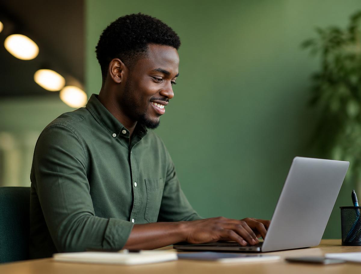 Person working on a laptop